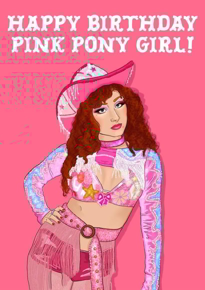Fun Birthday Card - Chapelle Roan - Pink Pony Girl created by The Queer Store