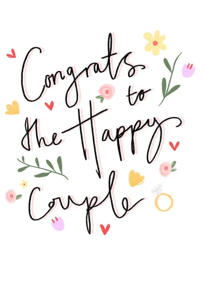 Cute congrats card for engagement created by Leah Alefounder Illustrations