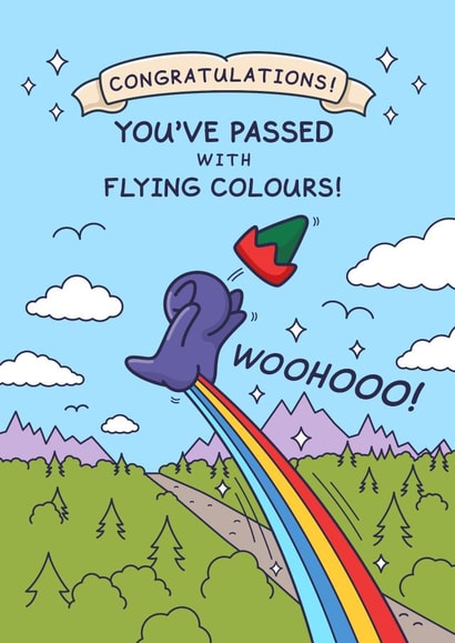 Funny Congratulations Card - Exams - Passed with Flying Colours created by Cheeky Legends