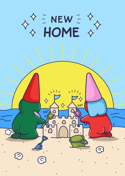 Funny New Home Card - Cheeky Gnomes - Sandcastle created by Cheeky Legends