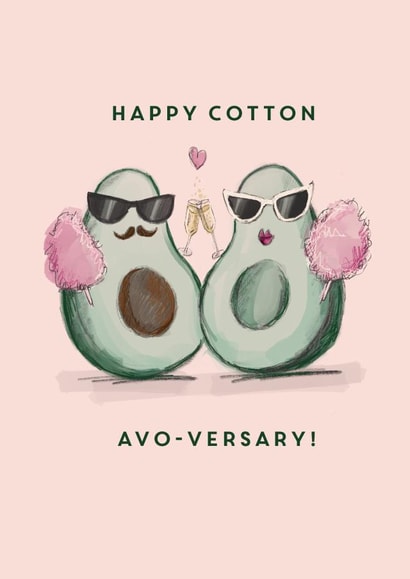 Cute Anniversary Card - Avocado - Cotton Anniversary created by @doublepea_designs