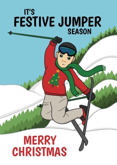 Funny Skiing Christmas Card - Christmas Jumper Joke created by @Cupsie's Creations