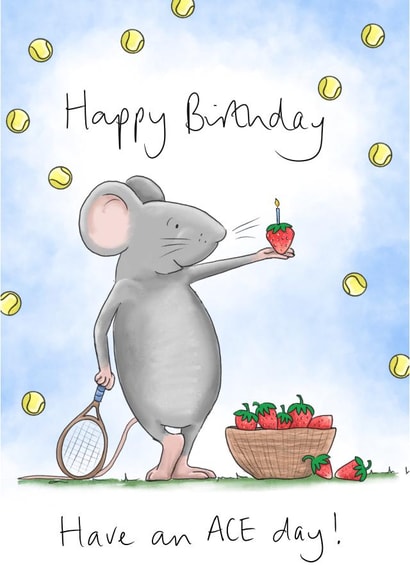Cute Birthday Card - Tennis Playing Mouse - Have An Ace Birthday created by Lucy Driver