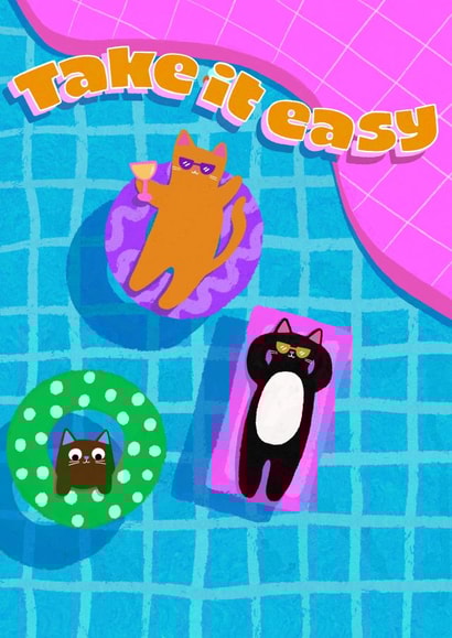 Cute Birthday Card - For Cat Lovers - Take It Easy created by The Paper Tail 