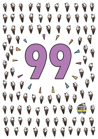 Cute 99th Birthday Card - 99 Ice Creams created by Kat Willott