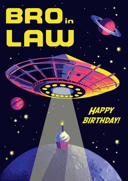Retro Birthday Card - Brother in Law - Cool Space Sci Fi created by Rocket68