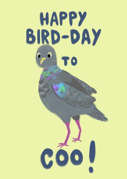 Cute and Punny Pigeon Happy Birthday Card - Pigeon - Happy Bird-Day to Coo! created by CLI Artist