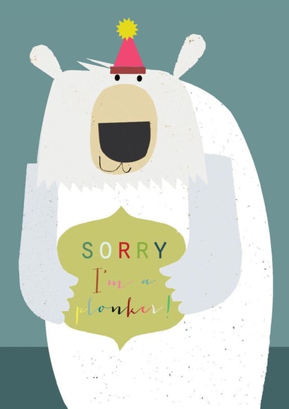 Cute Sorry Card - Sorry I'm A Plonker - Polar Bear created by Kali Stileman