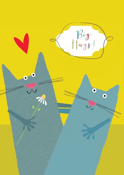 Cute Friendship Card - Big Hugs - Cats created by Kali Stileman