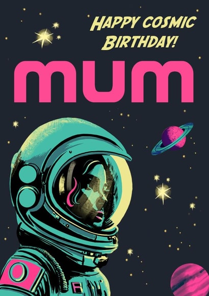 Retro Birthday Card - For Mum - Space Sci Fi created by Rocket68