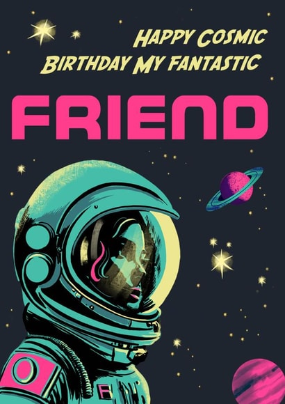 Retro Birthday Card - For Friend - Sci Fi Space created by Rocket68