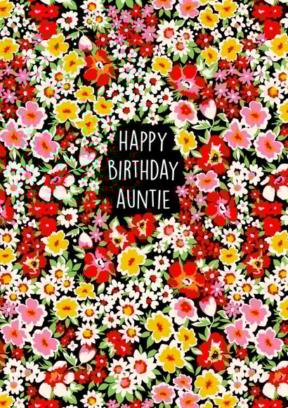 Pretty Birthday Card - For Auntie - Cute Floral Print created by Poppy & Mabel