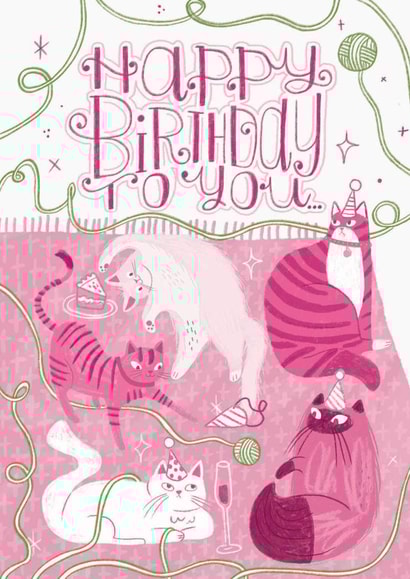 Cute kitty birthday Card for your cat obsessed friend it's perfect for birthdays created by Gina Shord
