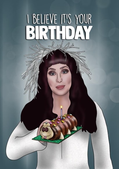 Funny Birthday Card - Cher and Colin Caterpillar - I Believe It’s Your Birthday created by I Draw Stuff