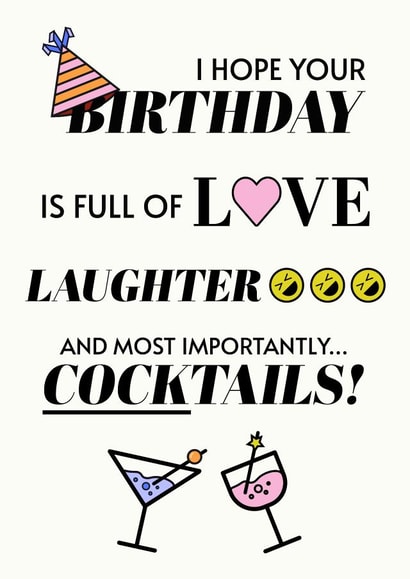 Cheeky Birthday Card for Friends - Birthday Cocktails! created by Chloe Baxter