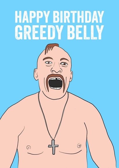 Happy birthday greedy belly. Funny Usyk card created by stu.dio.art