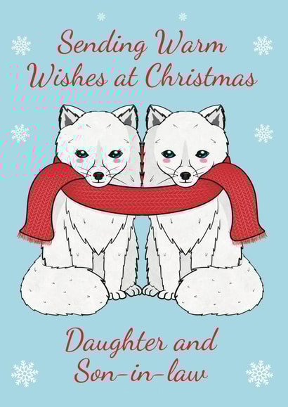 Cute Christmas Card - For Daughter and Son In Law - Cute Arctic Foxes created by @Cupsie's Creations