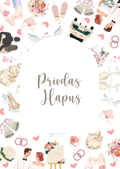 Cute Wedding Card - Welsh - Priodas Hapus created by ByNatalieAnne