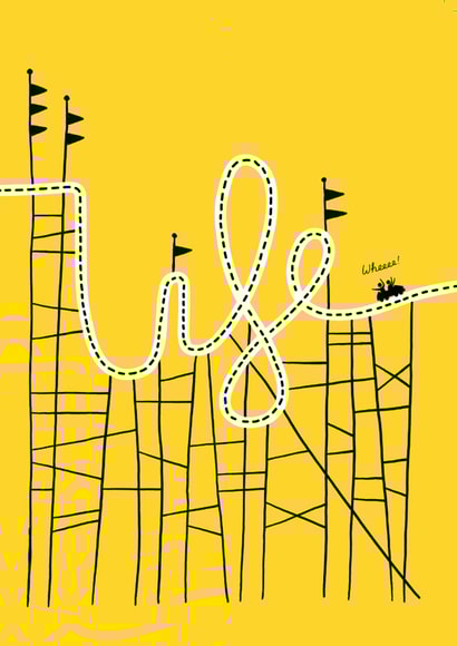 Cute and Heartfelt Card - Life is a Rollercoaster created by Stoats & Weasels