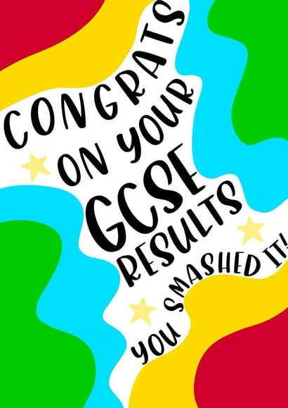 Colourful GCSE Exam Results Card - Smashes It created by Lots of Love, Hannah