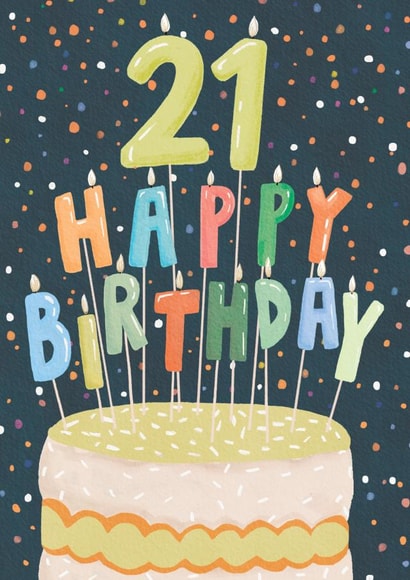Classic 21th Birthday Card - For Him - Birthday Candles created by Louise Tiler
