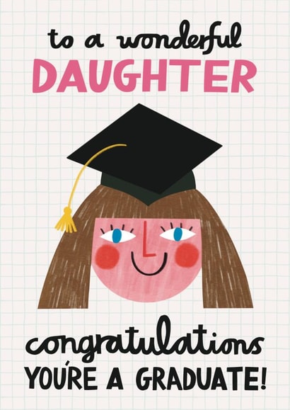 Cute Graduation Card - For Daughter - Congratulations You're A Graduate! created by Alice Mole Illustration