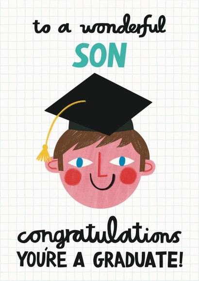 Cute Graduation Card - For Son - Congratulations You're A Graduate! created by Alice Mole Illustration