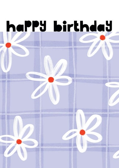 Cute flower minimalistic flower card - Happy Birthday created by Kelly May Illustration