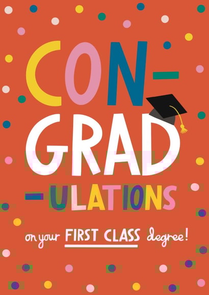 Classic Graduation Card - Congratulations On Getting - First Class Degree! created by Alice Mole Illustration