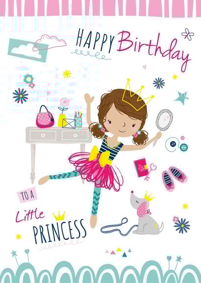Kids Princess Puppy Dog Girl Birthday Card created by Little Stringers