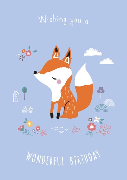 Cute Birthday Card - Fox - Wonderful Woodland Birthday created by Little Stringers