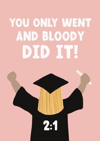 Cute Graduation Card - For Her - 2:1 Degree created by Giddy Kipper