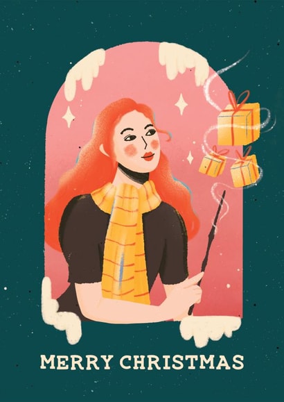 Lovely Portrait of Magic Wand Girl - Merry Christmas Card created by Zove Ahh