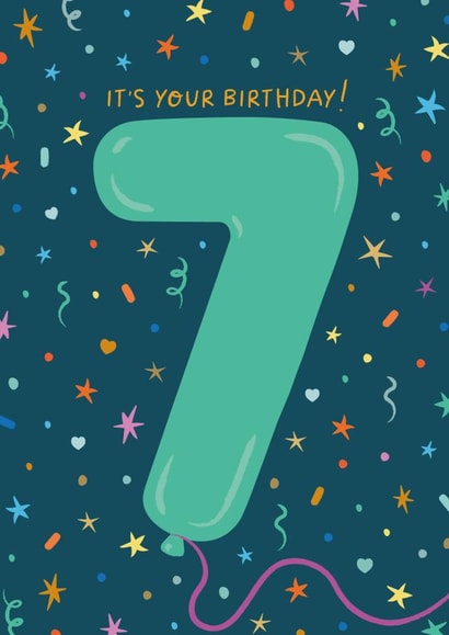 Cute and Colourful Birthday Card for a Seven Year Old Boy created by The Pattern Press