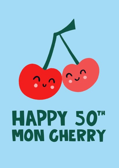 Cute 50th Birthday card - Cherry - Mon cheri created by Lucy Maggie Designs