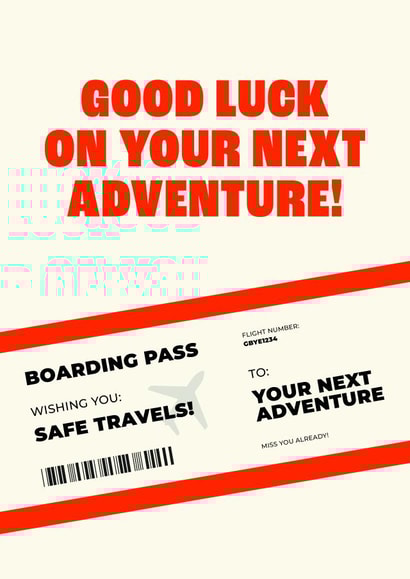Good Luck On Your Next Adventure Card For Leaving, New Job or Travelling created by Isabelle Stansbury