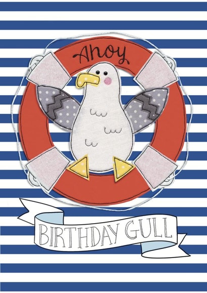 Cute Seagull Birthday Card - Ahoy - Nautical themed created by Spells and Spindles