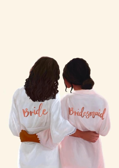 Bridesmaid Bride Wedding Thank You Congratulations Card created by Becca Doodles Design