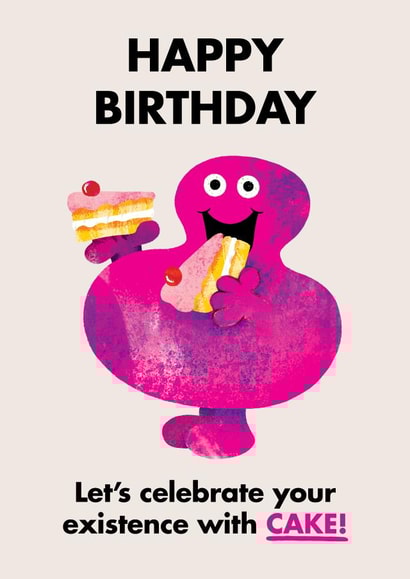 Cute Birthday Card - Mr. Greedy - Mr. Men - Celebrate with Cake created by Mr. Men