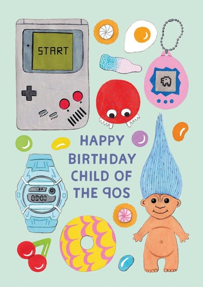 Nostalgic Birthday Card For Child Of The Nineties - 90's Birthday Card created by Stormy Knight