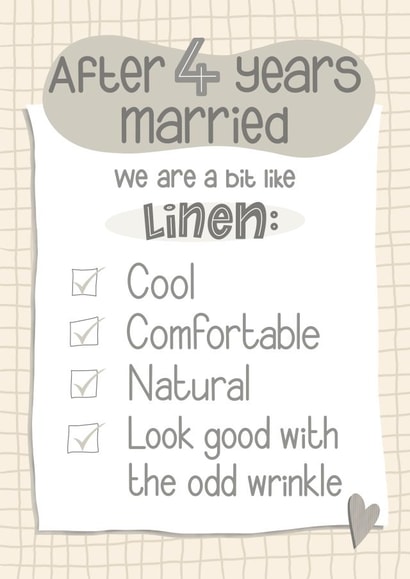 Funny 4th Anniversary Card - Cheeky Linen Anniversary Card For Husband or Wife created by Presents Felt