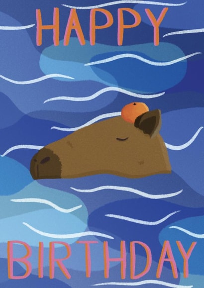 Capybara with an Orange on its Head created by RubyGoesBananas