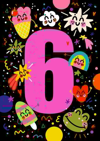 Cute Birthday Card - 6th - Retro Space created by NICHOLA COWDERY ILLUSTRATIONS