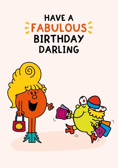 Cute Birthday Card – Little Miss Fabulous and Little Miss Splendid - Mr. Men created by Mr. Men