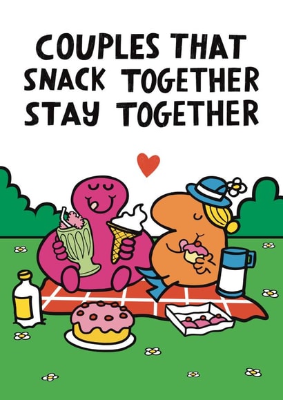 Funny Mr. Men Anniversary Card - Couples That Snack Together Stay Together created by Mr. Men