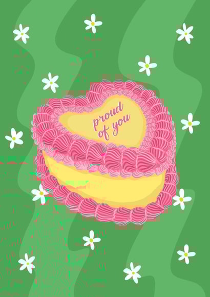 Cute Congratulations Well Done Card - Proud of You Vintage Heart Cake Card created by byRosybum