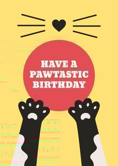 Cute birthday card with cats paws and whispers created by Ella Designs