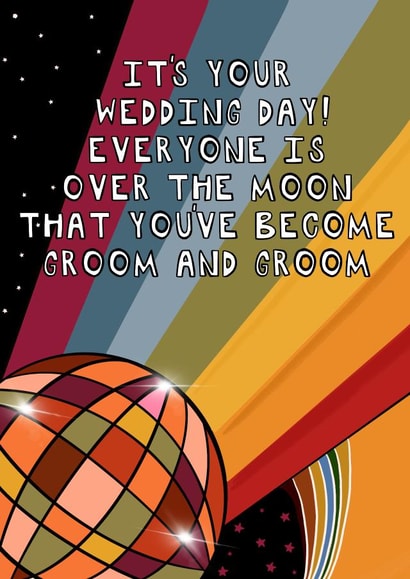 Retro and heartfelt - Mr and Mr Wedding Card - LGBT Wedding created by Pickled Prints