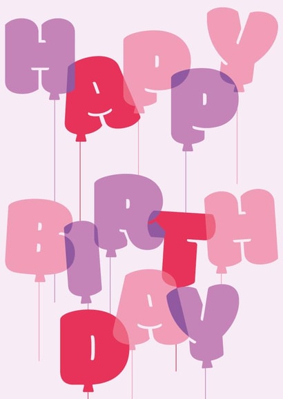 Cute Birthday Card - Pink and Purple Balloons created by Dicky Bird