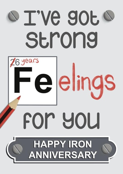 Funny Iron Anniversary Card - 6th Anniversary Card Chemistry / Science Pun Card created by Presents Felt